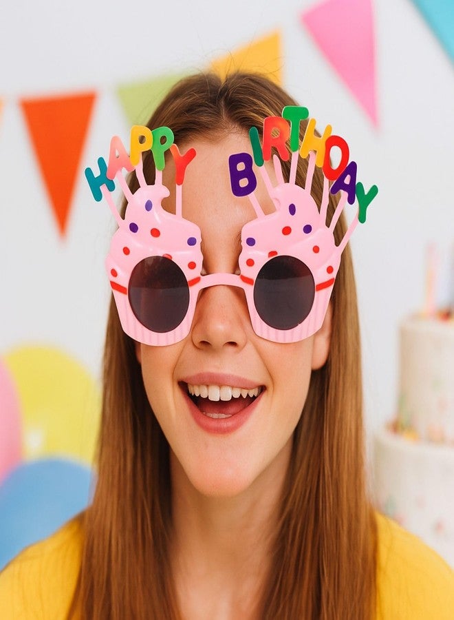 وي3 نظارات زينة لحفلات أعياد الميلاد للأطفال والكبار، مصنوعة من البلاستيك الملون بتصميم كب كيك، مرحة ومناسبة للصور (عبوة من 6 قطع؛ لون عشوائي). - Image 4